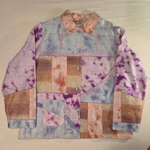 Parsley & Sage Vintage Women's 100% Silk Button Up Shirt Jacket Size XL Boho